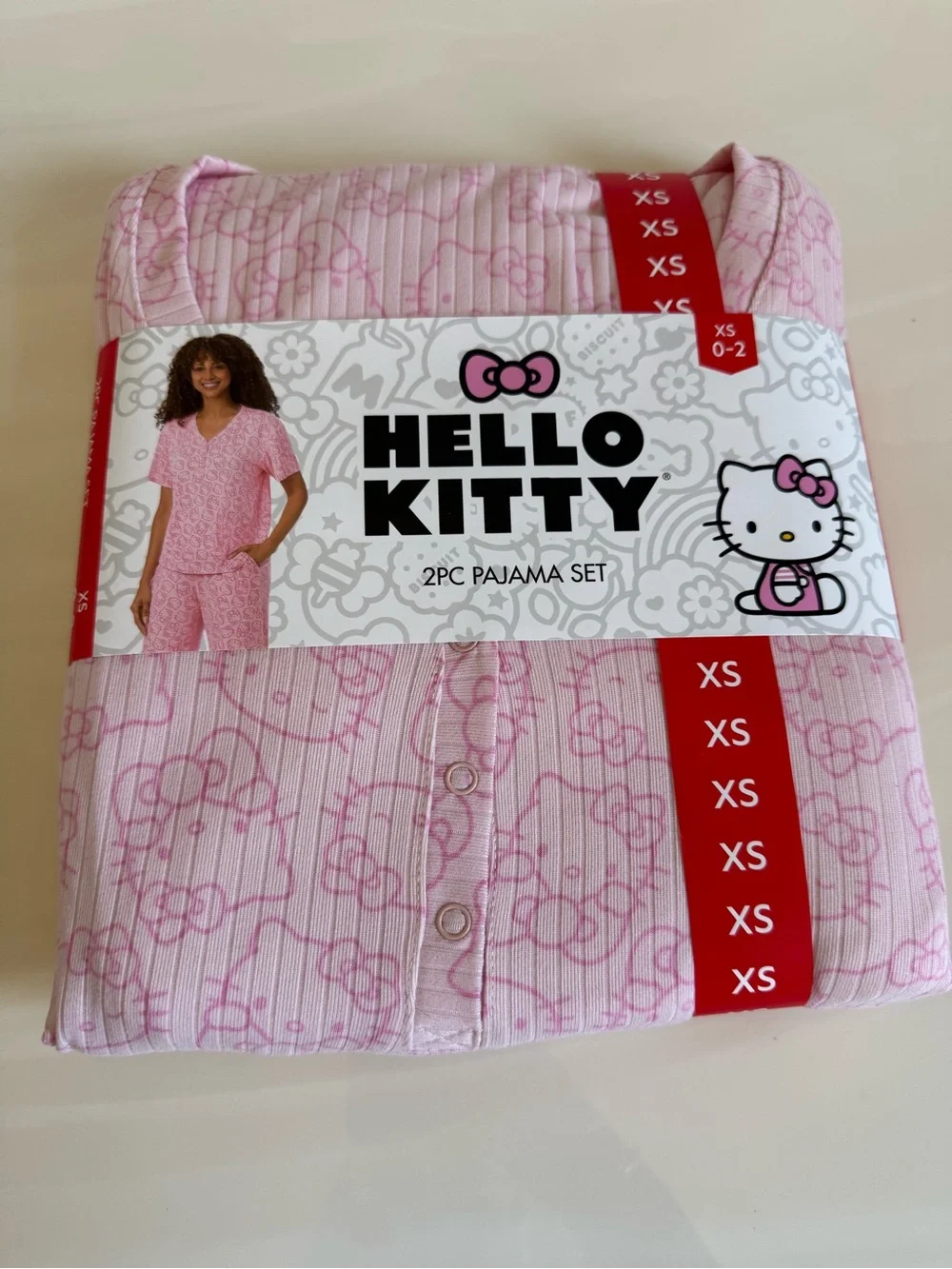 New Hello Kitty Pink Two-Piece Adult Pajama Set - XS - Picture 1 of 2